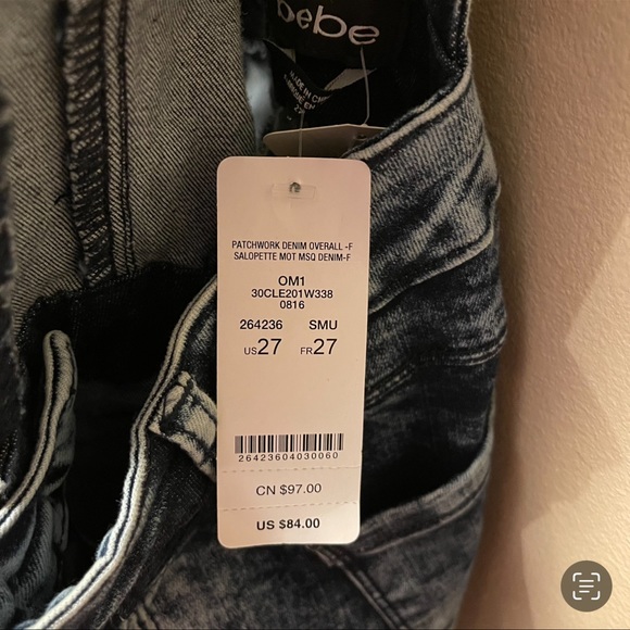 NET Bebe Acid Wash Denim Fitted Overalls - Picture 4 of 5